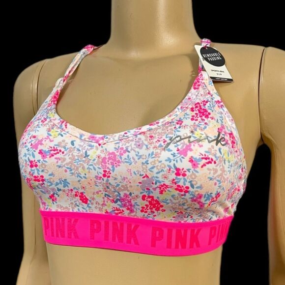 Victorias Secret Pink Ultimate Lined Removable Padding strappy back sport bra S - Picture 4 of 4
